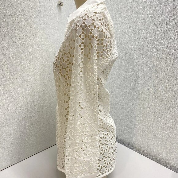 NEW ANNE FOUNTAINE  Cefalu Eyelet Embroidered Shirt White Size 4-6 (EU 38) - Picture 10 of 14